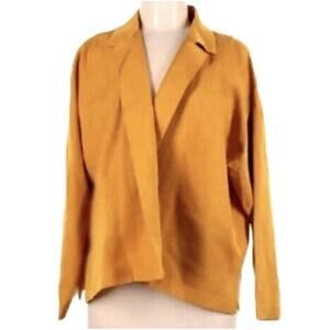Eskandar 0 Imperial Yellow MARI GOLD Heavy Silk Open Blazer Jacket Lagenlook W1